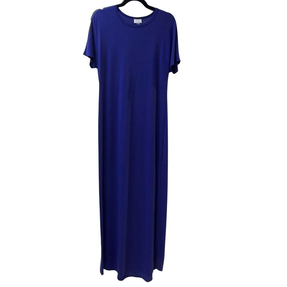 LuLaRoe Maria Dress Womens‎ Small Stretch Purple Maxi Cap Sleeve T-Shirt Solid